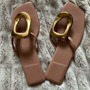 Elegant Gold and Tan Women's Sandals